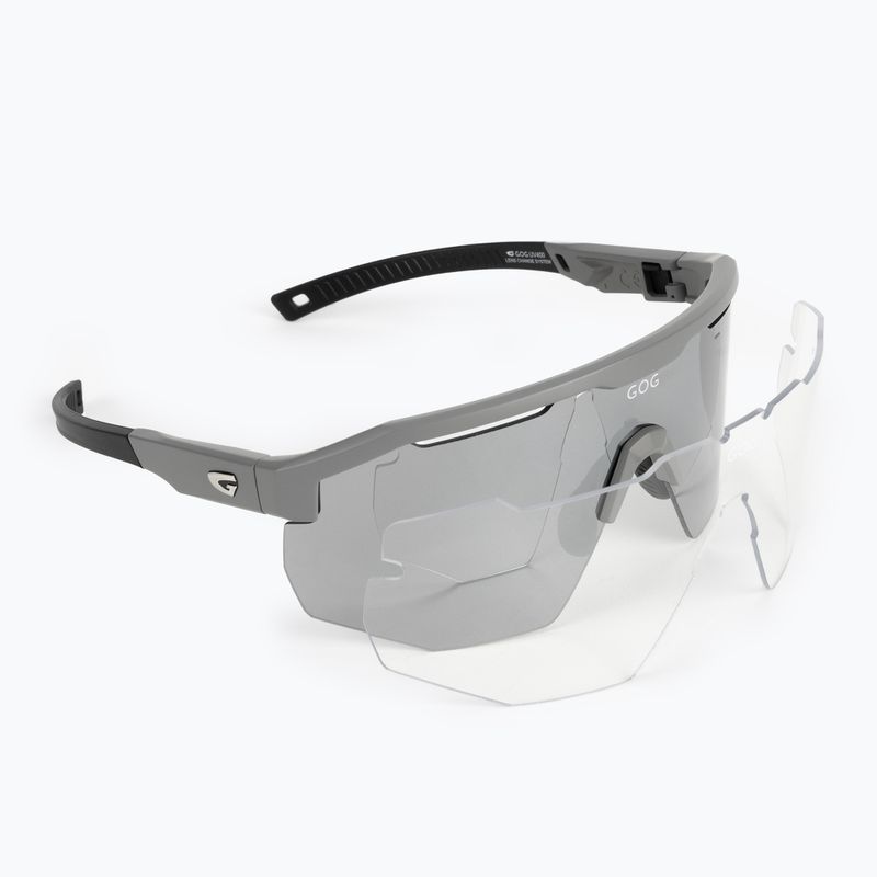 GOG Fahrradbrille Argo matt grau / schwarz / silber verspiegelt E506-1