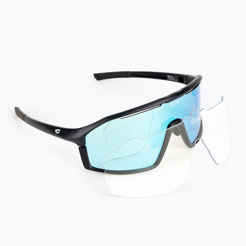 GOG Fahrradbrille Odyss matt marineblau / schwarz / mehrfarbig weiß-blau E605-3