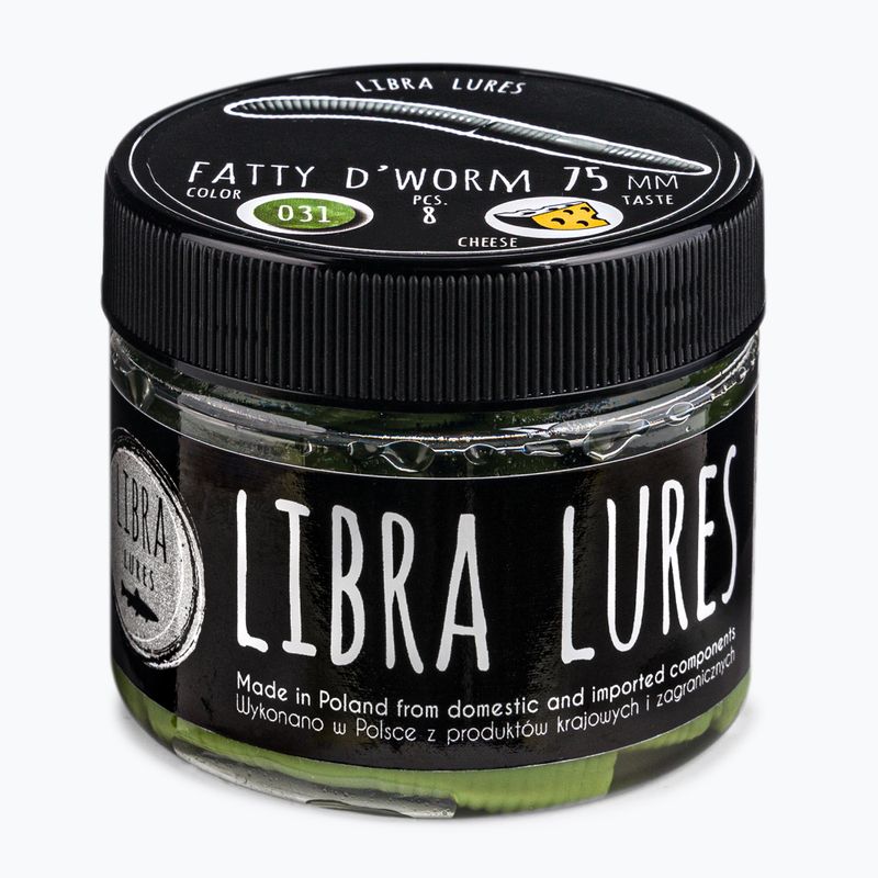 Libra Lures Fatty D'Worm Cheese Gummiköder 8 Stück oliv FATTYDWORMK75