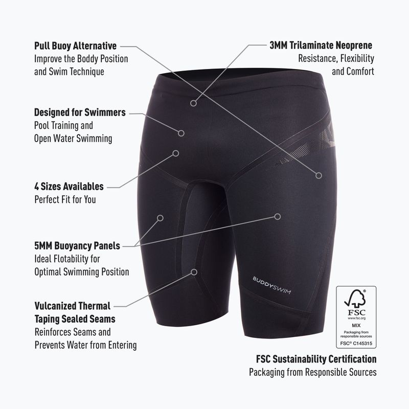 BuddySwim Floating Trilaminate Warmth Neoprenshorts 5/3 mm schwarz 2