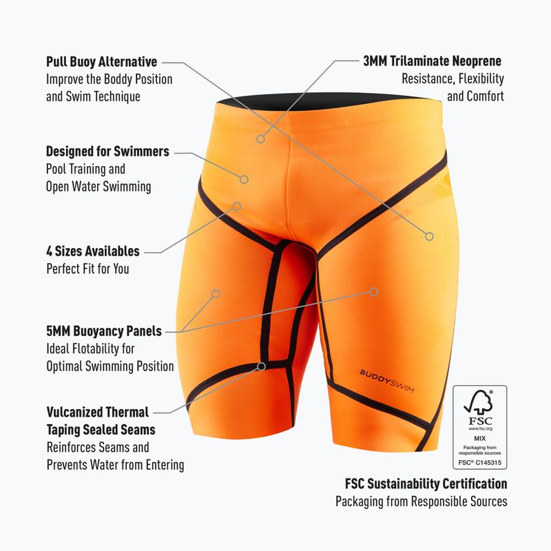 Neopren Shorts BuddySwim Floating Trilaminate Warmth 5/3 mm orange 3