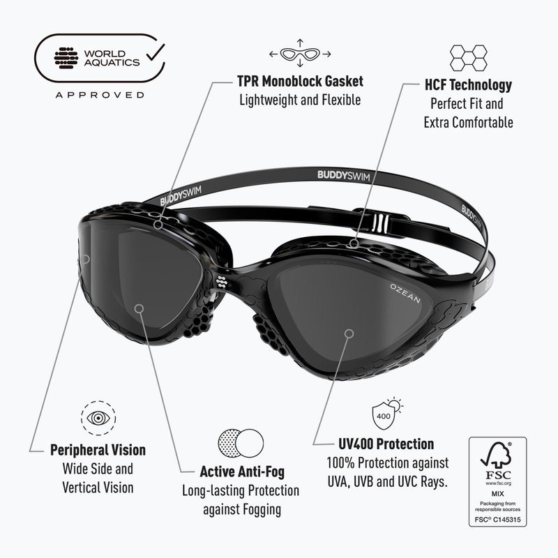 Schwimmbrille BuddySwim Ozean black / smoke 5