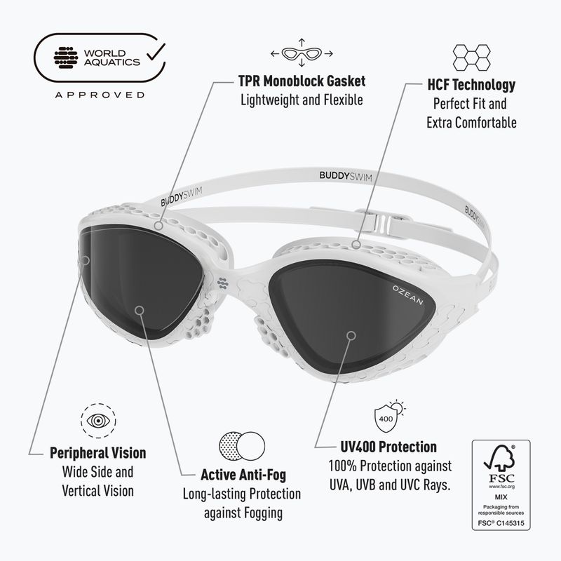 Schwimmbrille BuddySwim Ozean white / smoke 2