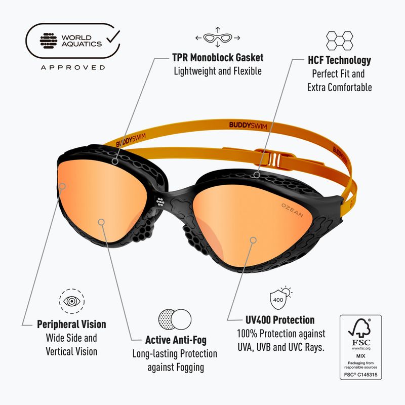 Schwimmbrille BuddySwim Ozean black/orange/orange 2