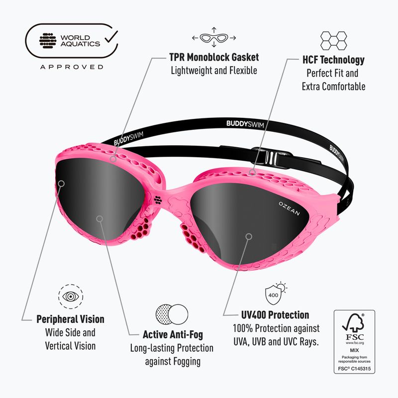 Schwimmbrille BuddySwim Ozean pink/black/smoke 2