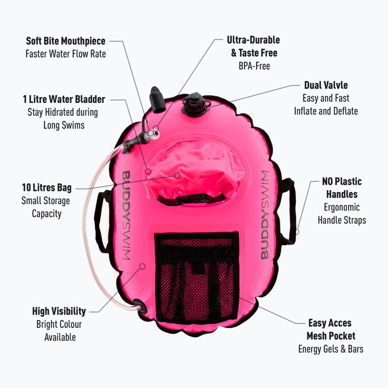 Sicherungsboje Buddyswim Hydrastation Pro 10 l pink 4