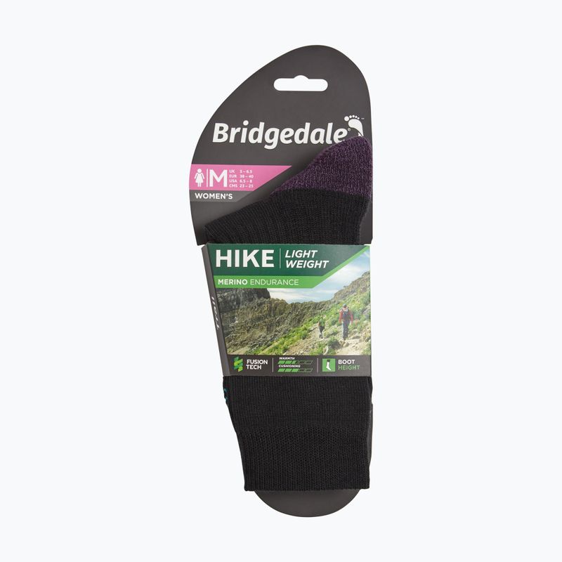 Damensocken Bridgedale Lightweight Merino Performance Boot Original black/purple 4