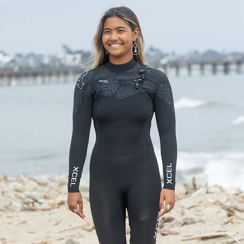 Damen Schwimm-Neoprenanzug Xcel Comp 3/2 mm Full black/black palm/monstera print 7