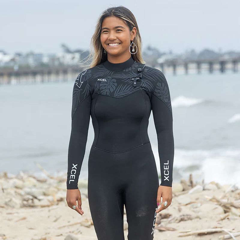 Damen Schwimm-Neoprenanzug Xcel Comp 4/3 mm Full black/black palm/monstera print 6