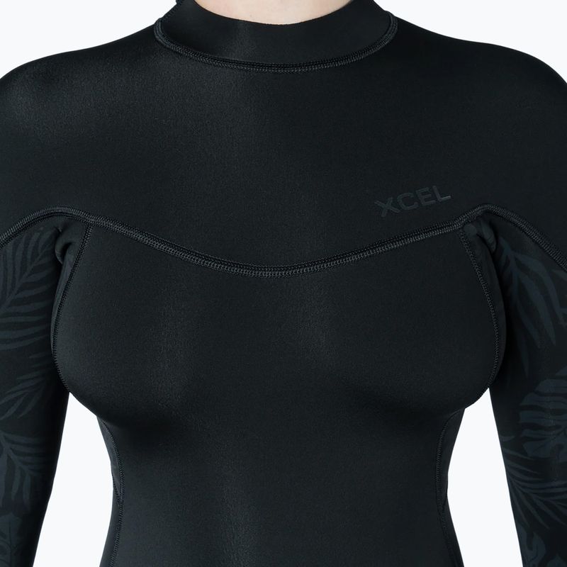 Damen Schwimm-Neoprenanzug Xcel Axis Back Zip Spring 2 mm black/palm/monstera print 3