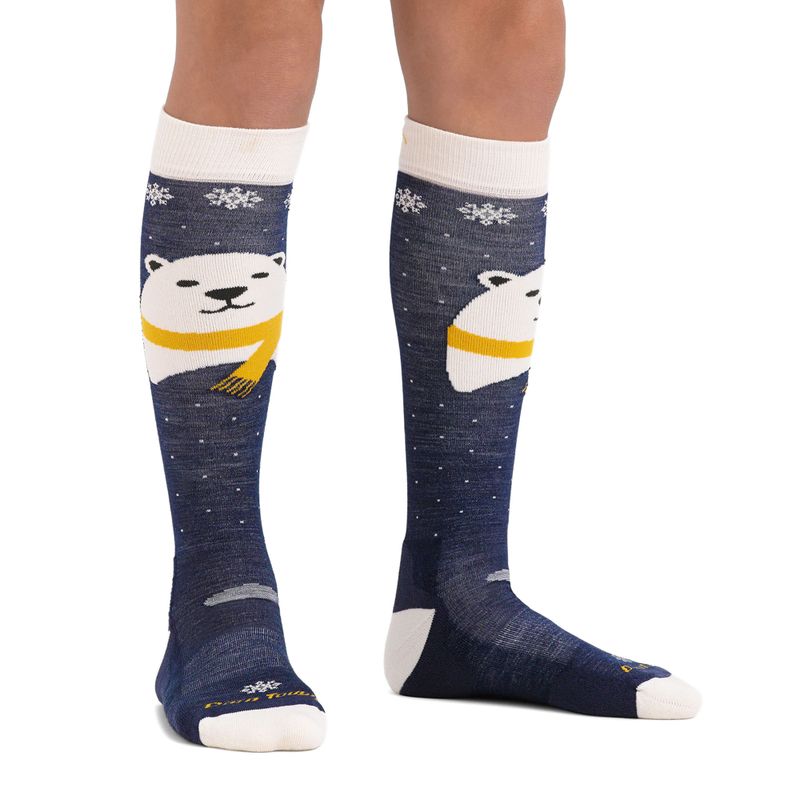 Skisocken für Kinder Darn Tough Polar Bear OTC Midweight with Cushion w/ Padded Shin blue 2