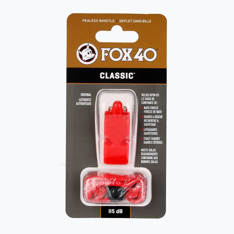 Trillerpfeife mit Schnur Fox 40 Classic Safety rot 2