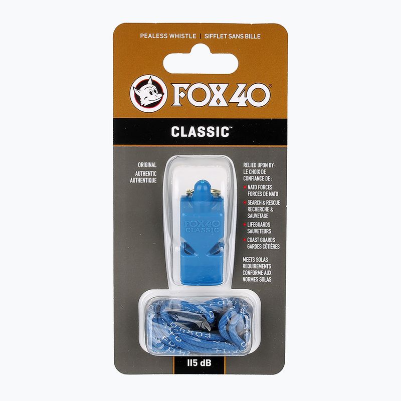 Trillerpfeife mit Schnur Fox 40 Classic Safety blau 2