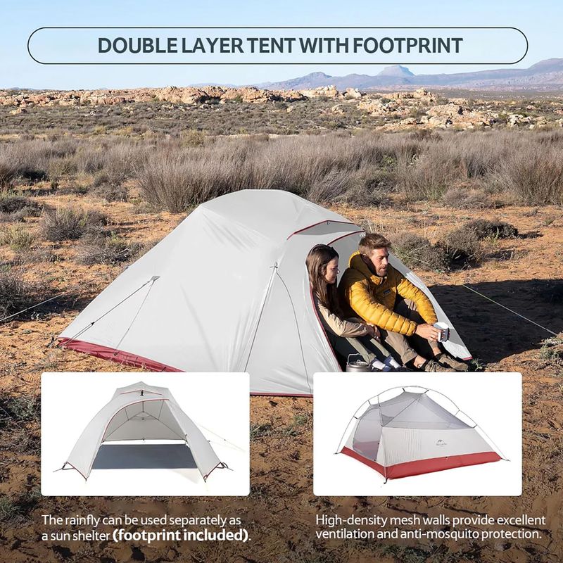 Naturehike Updated Cloud Up 3-Personen-Trekkingzelt hellgrau/rot 10