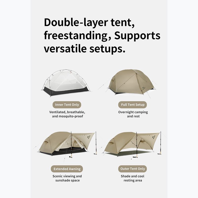 1‑Personen-Trekkingzelt Naturehike Mongar UL1 15D rocky grey 2