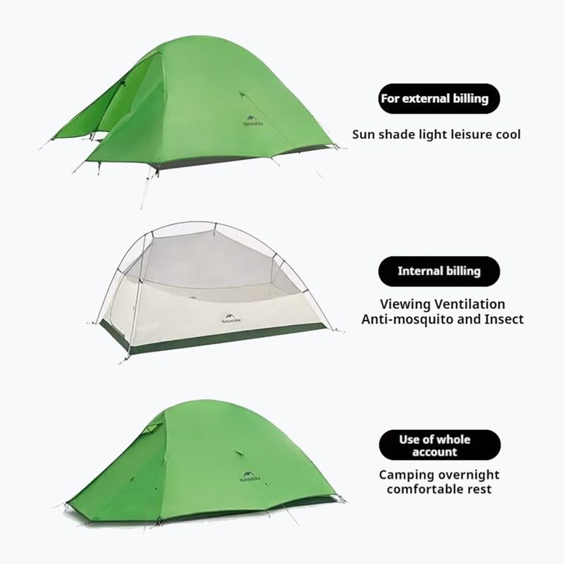 1‑Personen-Trekkingzelt Naturehike Cloud Up 1 Base 210T bud green 2