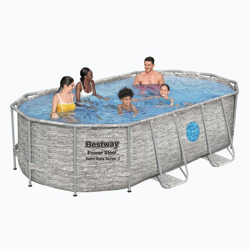 Bestway Power Steel Swim Vista Series Oval Pool Set 427x250 cm grau 5