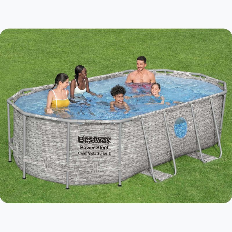 Bestway Power Steel Swim Vista Series Oval Pool Set 427x250 cm grau 14