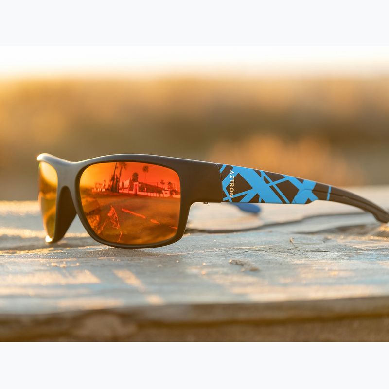 Sonnenbrille Aztron Avatar-X2 matt black/gloss blue/polarized sahara red mirror/brown 7
