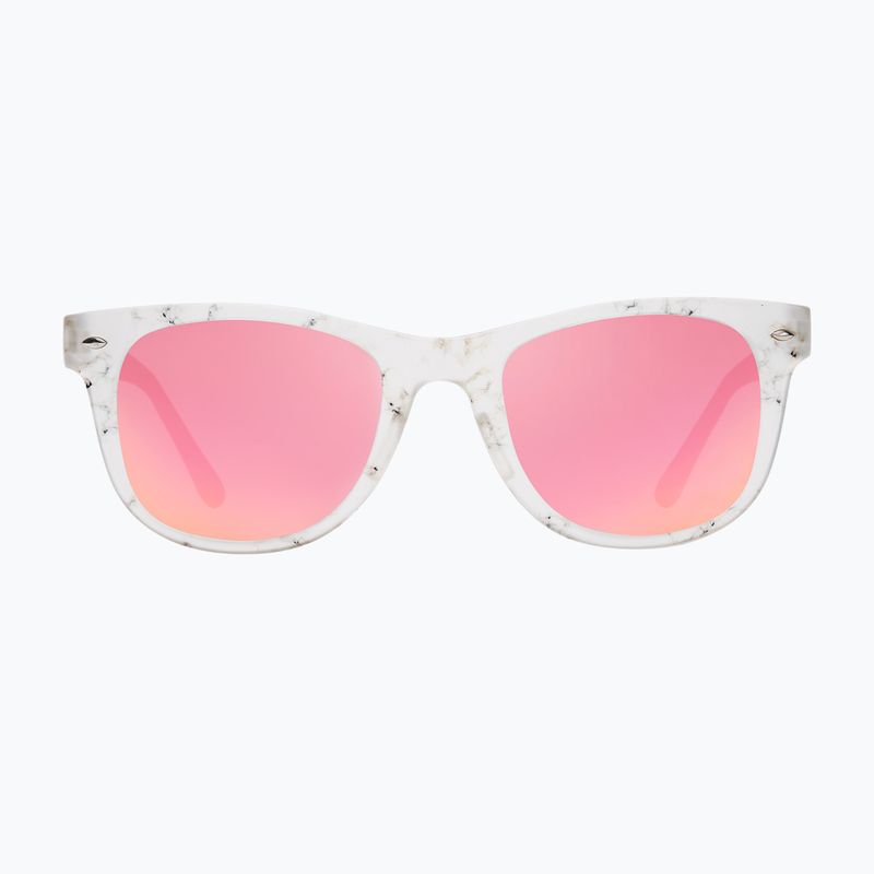 Sonnenbrille Aztron Party white marble print/polarized rose pink mirror/brown 2