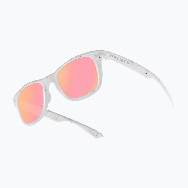 Sonnenbrille Aztron Party white marble print/polarized rose pink mirror/brown 4