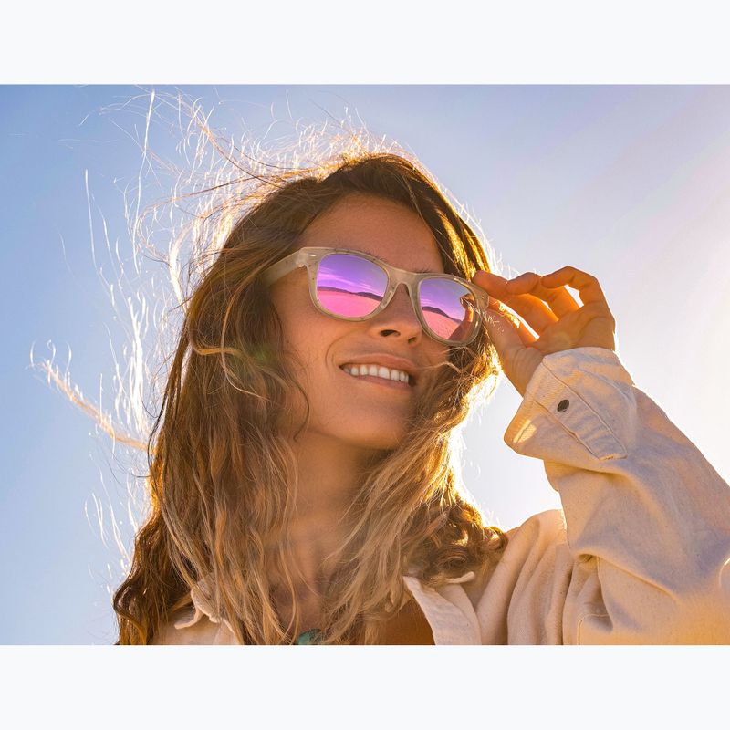 Sonnenbrille Aztron Party white marble print/polarized rose pink mirror/brown 6