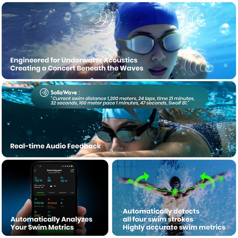 Schwimm-Schutzbrille Holoswim Solla Wave AI Music silver 8