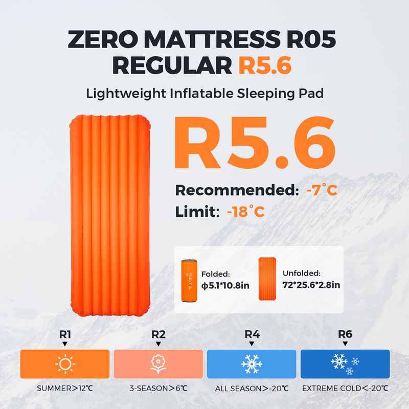 Flextail Zero R05 Regular orange aufblasbare Matratze 7
