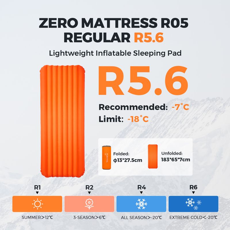 Flextail Zero R05 Regular orange aufblasbare Matratze 8