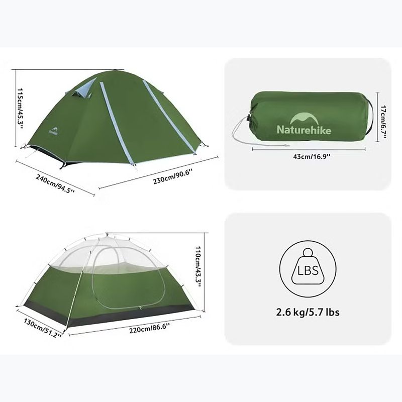 3‑Personen Trekkingzelt Naturehike Bleik 3 Type B forest green 3