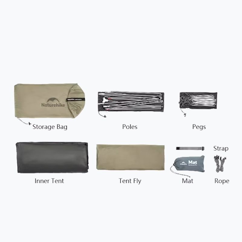 3‑Personen Trekkingzelt Naturehike Cloud Up 3 Pro 20D light gray/red 2