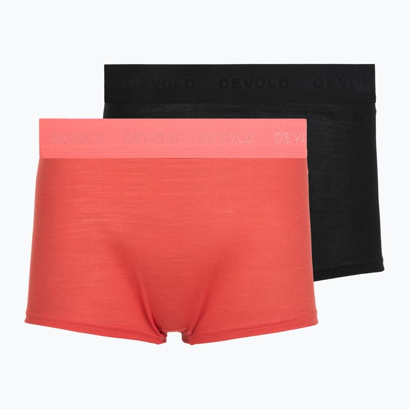 Damen Thermo-Boxershorts Devold Breeze Merino 150 Hipser 2 pack black/coral