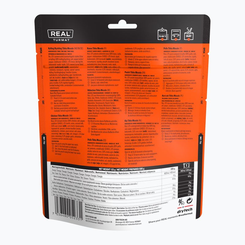 Tiefkühlgetrocknete Lebensmittel Real Turmat Chicken Tikka Masala 133 g 2