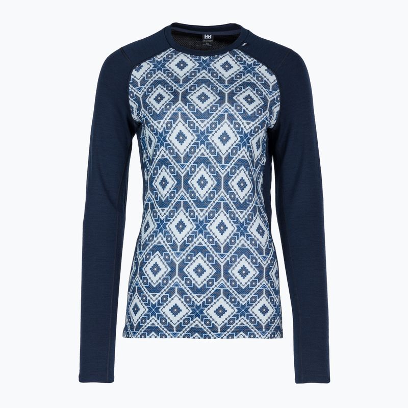 Damen-Thermoaktivshirt Helly Hansen Lifa Merino Midweight Graphic Crew navy star pixel 5