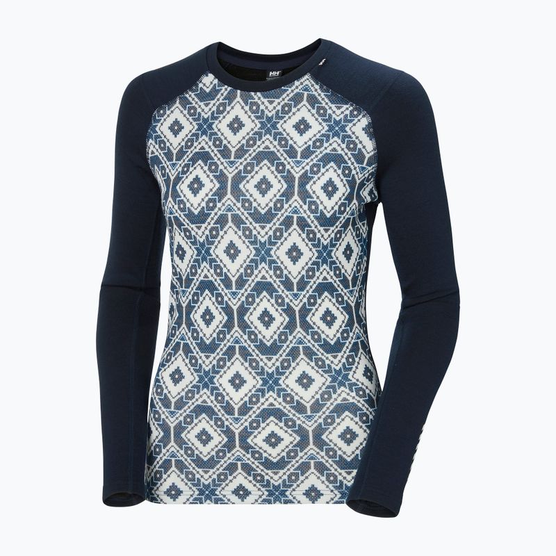 Damen-Thermoaktivshirt Helly Hansen Lifa Merino Midweight Graphic Crew navy star pixel 9