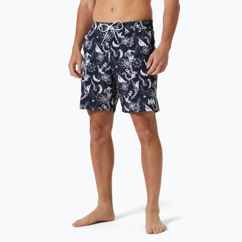 Badeshorts Herren Helly Hansen Newport Boardshorts 8" navy nautical aop