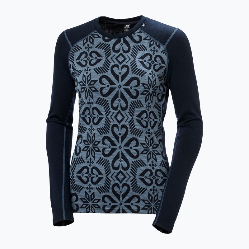 Helly Hansen Lifa Merino Midweight Graphic Crew navy nordic rose aop Frauen thermische Longsleeve 5