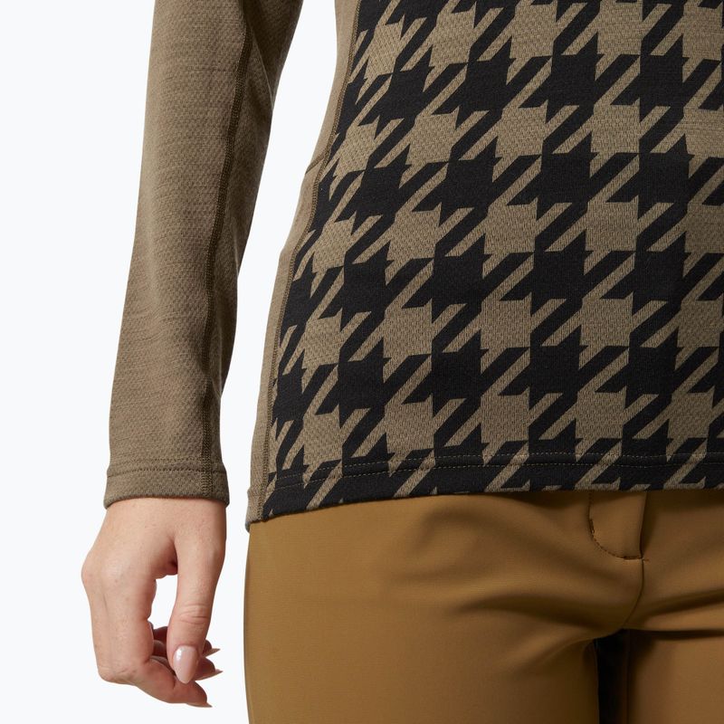Damen Thermoaktivshirt Helly Hansen Lifa Merino Midweight Graphic Crew sepia houndstooth aop 4