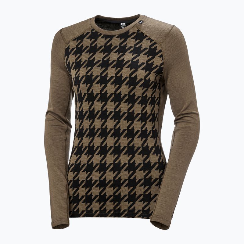 Damen Thermoaktivshirt Helly Hansen Lifa Merino Midweight Graphic Crew sepia houndstooth aop 5
