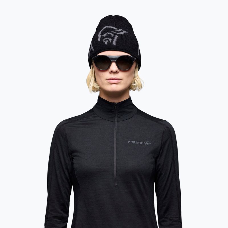 Wintermütze NORRONA MerinoUll Logo Beanie caviar melange 2