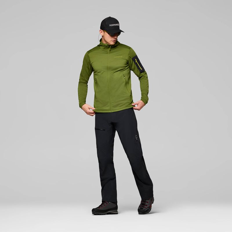 Herren-Trekkingsweatshirt NORRONA Falketind Warm2 Stretch Hood pesto 2