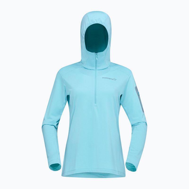 Damen-Trekkingsweatshirt NORRONA Falketind Warm1 Hood aqua haze/trooper 5
