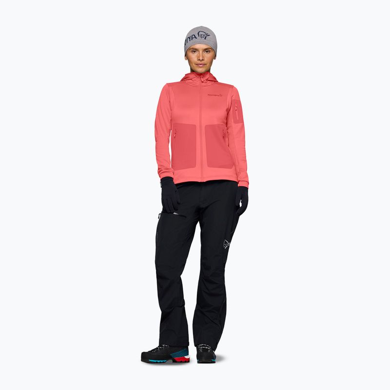 Damen-Trekkingsweatshirt NORRONA Falketind Warm2 Stretch Hood deep sea coral/baked apple 2
