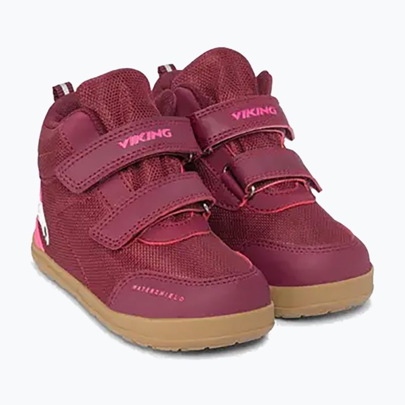 Kinder Barfußschuhe Viking Footwear Alv Barefoot Mid 2V Wasserdicht Burgunder 10
