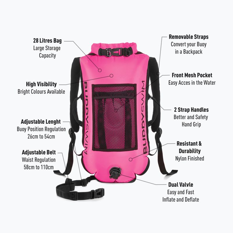 Rettungsboje BuddySwim Backpack 28 l pink 2