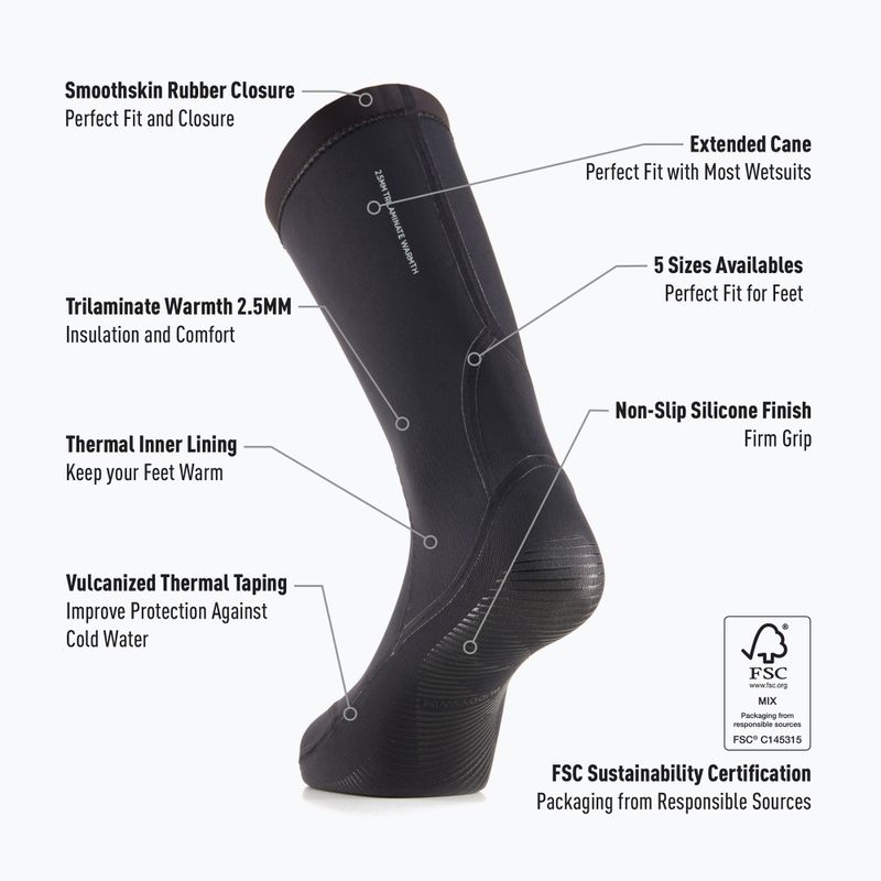 Neoprensocken BuddySwim Trilaminate Warmth 2.5 mm black 3