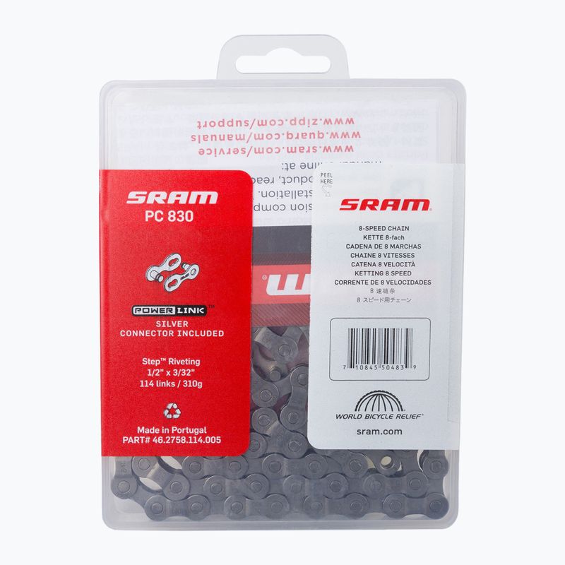 Fahrradkette SRAM 10 CN PC830 W/ PWR grau 46.2758.114.005 2