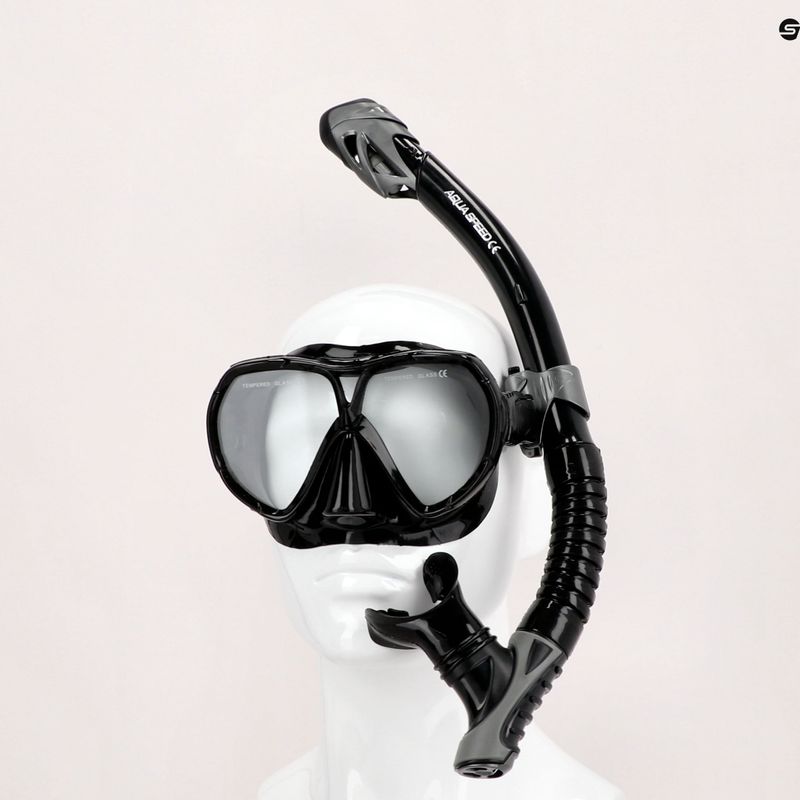 AQUA-SPEED Vanua + Borneo Tauchset Maske + Schnorchel schwarz 610 8