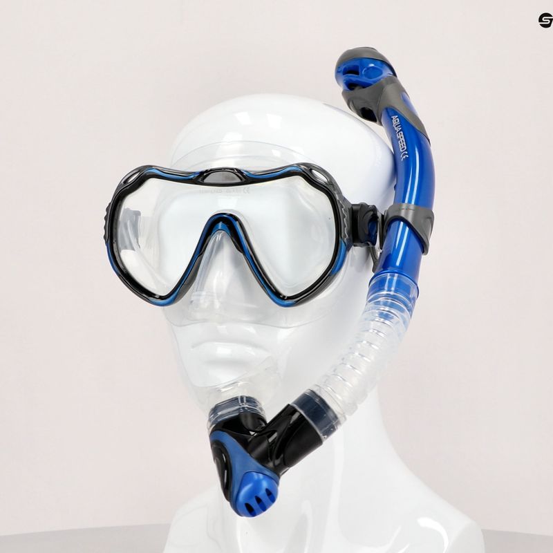 AQUA-SPEED Java + Elba Maske + Schnorchel Tauchset blau 614 7