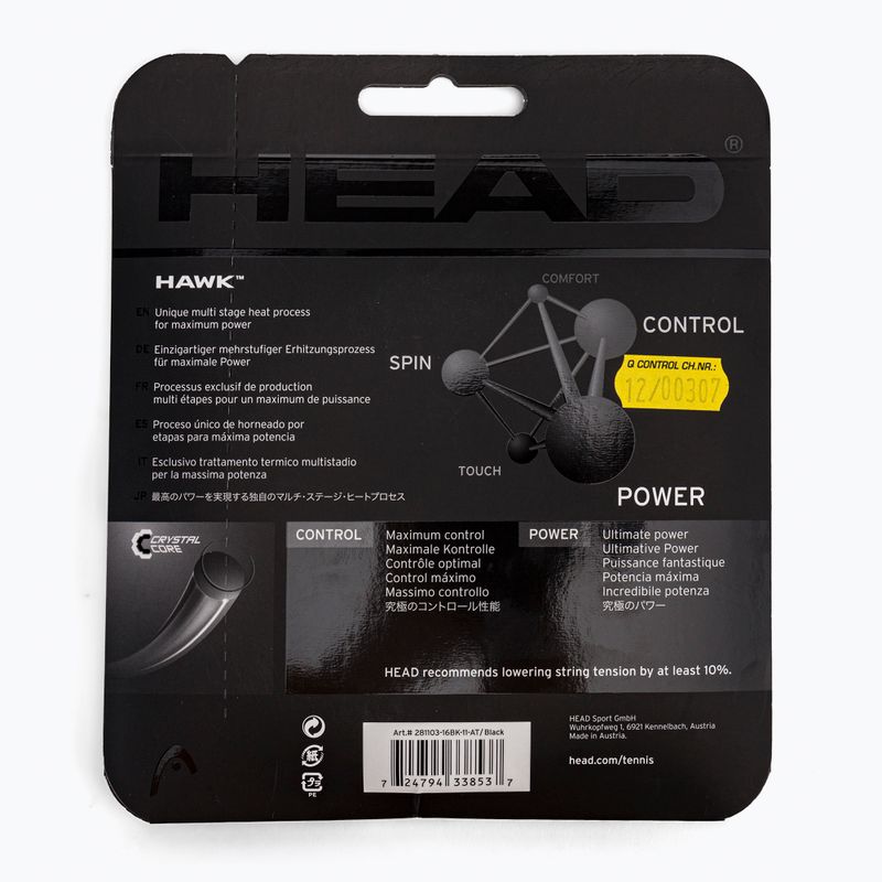 HEAD Hawk Tennissaite 12 m schwarz 281103 2